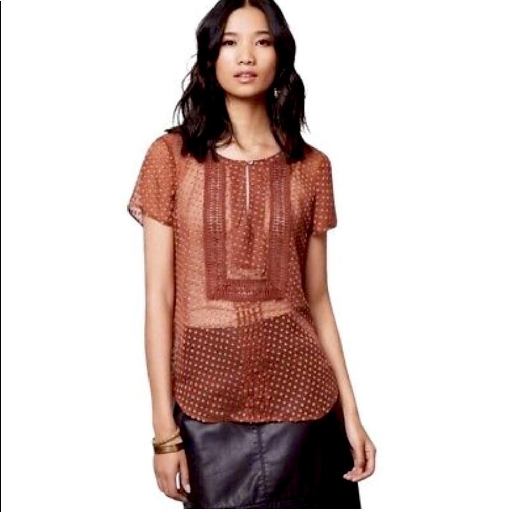 NEW! Anthropologie Swiss Dot Silk Blouse